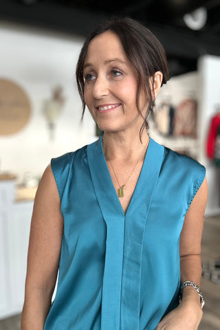 Mel Satin Sleeveless Blouse