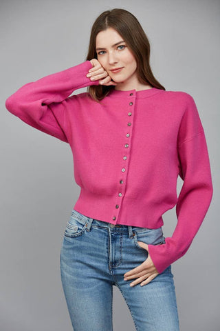 Sylvie ROUND NECKLINE BUTTON CLOSURE CARDIGAN