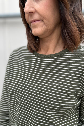 Millie Dark Olive Pinstripe Pullover