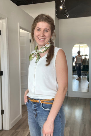 Whitney Off White Sleeveless Cardi