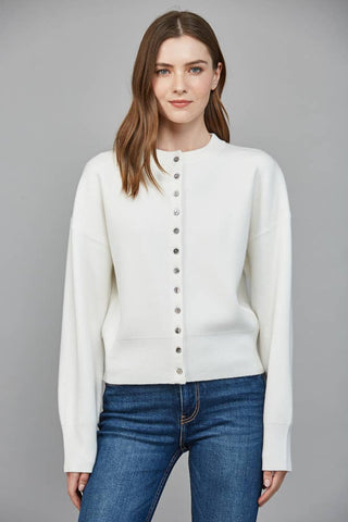 Sylvie ROUND NECKLINE BUTTON CLOSURE CARDIGAN