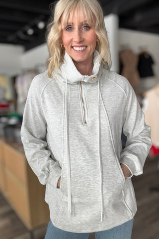 Sophia Natural Zip Up Funnel Neck Sweatshirt