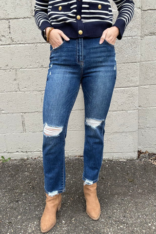 Charli High Rise Crop Straight Denim