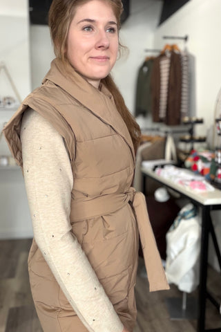 Jenni PADDED WRAP VEST WITH SHAWL COLLAR