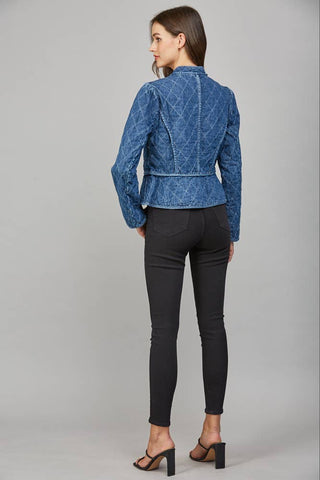 Marie ZIP-UP FRONT CLOSURE QUILTED DENIM JACKET