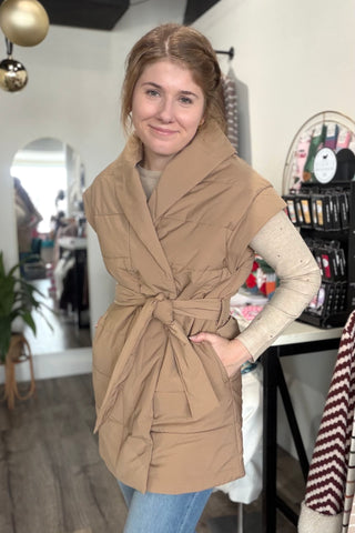 Jenni PADDED WRAP VEST WITH SHAWL COLLAR