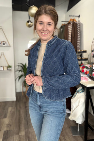 Marie ZIP-UP FRONT CLOSURE QUILTED DENIM JACKET