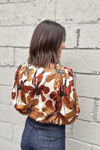 Miriam Rust Floral Round Neck Blouse