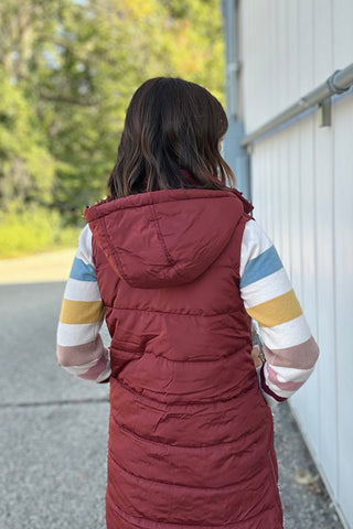 Madison Long Puffer Vests-3 colors!