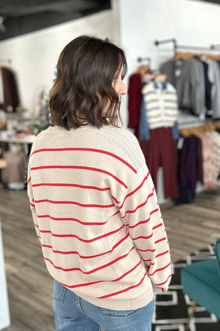 Miranda Stripe Split Neck Sweater