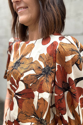 Miriam Rust Floral Round Neck Blouse
