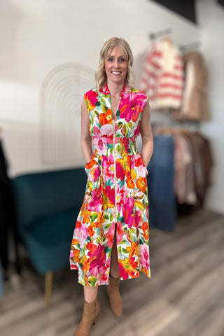 Trea Multicolored Zip Front Dress