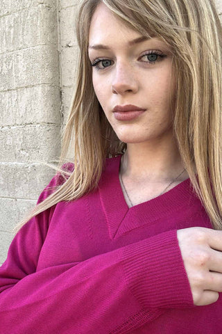 Lottie Magenta Side Textured Pullover
