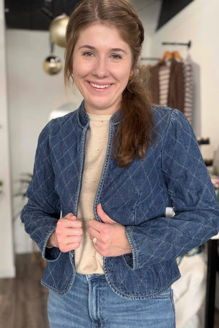 Marie ZIP-UP FRONT CLOSURE QUILTED DENIM JACKET