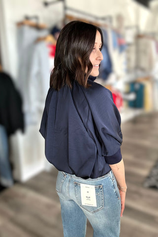 Celeste Navy Quarter Zip Mock Top