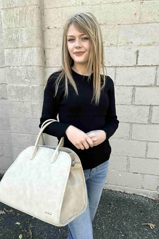 Clancy Black Ribbed Crew Neck Top