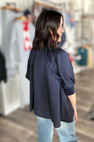 Celeste Navy Quarter Zip Mock Top