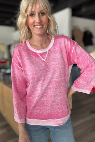 Charlie B Fuchsia Curved Hem Sweater