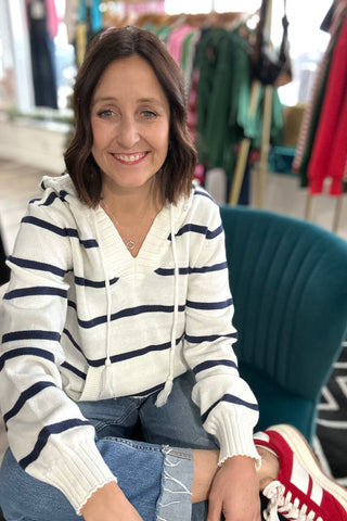 Rylee Striped Hoodie Sweater-2 COLORS