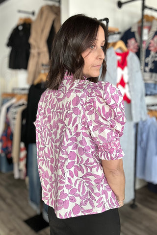 Leanne Pink Ruffle Smocked Blouse