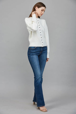 Sylvie ROUND NECKLINE BUTTON CLOSURE CARDIGAN