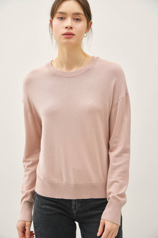 Simone Drop Shoulder Basic Crewneck Sweater