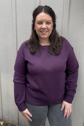 Ella Eggplant Crew Sweater