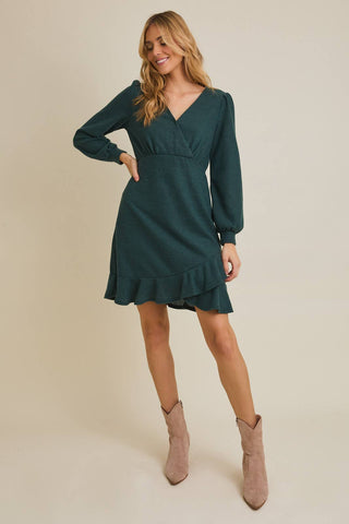 Piper Long Sleeve Surplice Mini Dress