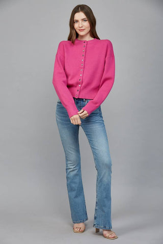 Sylvie ROUND NECKLINE BUTTON CLOSURE CARDIGAN