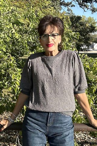 McKenna Textured Pleated Short Sleeve Sweatshirt