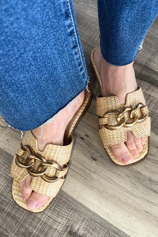 Corky's Off the Chain Raffia Slide Sandals