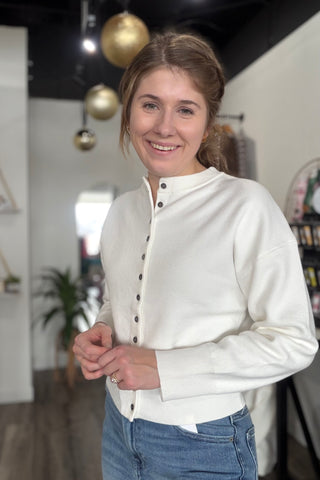 Sylvie ROUND NECKLINE BUTTON CLOSURE CARDIGAN