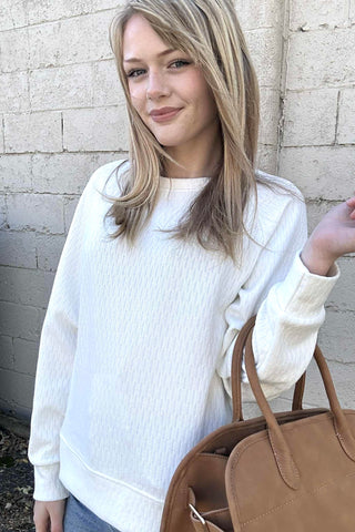 Mila Off White Crew Neck Pullover