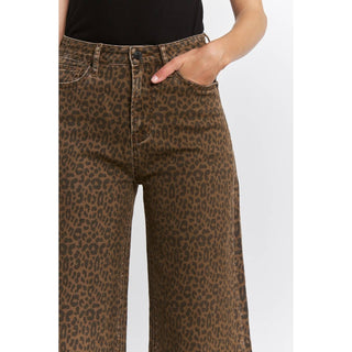 Addyson SUPER HIGH WIDE LEG LEOPARD JEANS