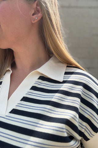 Ivy Stripe Collar Dolman Top