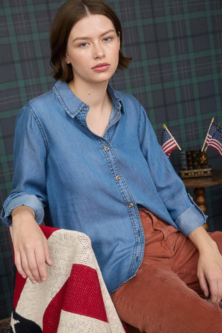 Gretchen Chambray Button Down Top