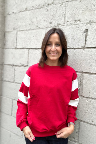 Katie Red Varsity Colorblock Top