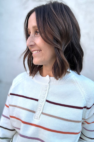 Becca Multistripe Button Down Sweater
