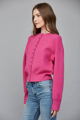 Sylvie ROUND NECKLINE BUTTON CLOSURE CARDIGAN