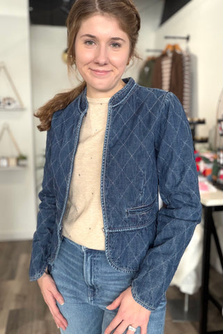 Marie ZIP-UP FRONT CLOSURE QUILTED DENIM JACKET