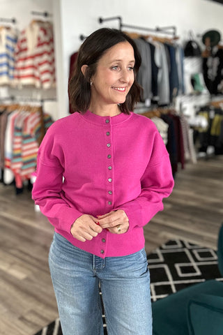 Sylvie ROUND NECKLINE BUTTON CLOSURE CARDIGAN