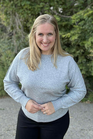 Charlie B Gray Dolman Sleeve Sweater