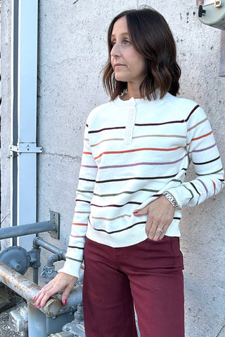 Becca Multistripe Button Down Sweater