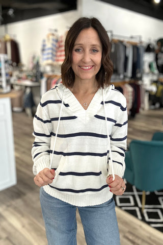 Rylee Striped Hoodie Sweater-2 COLORS