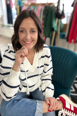 Rylee Striped Hoodie Sweater-2 COLORS