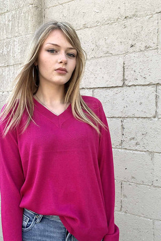Lottie Magenta Side Textured Pullover