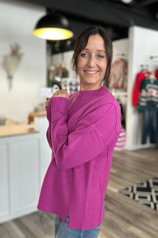 Marley Magenta Mock Neck Sweater
