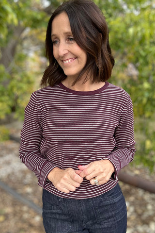 Hannah Plum Pinstripe Sweater