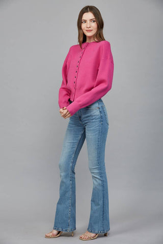 Sylvie ROUND NECKLINE BUTTON CLOSURE CARDIGAN