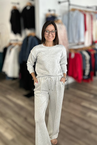 Charlie B Gray Soft Scuba Wide Leg Joggers